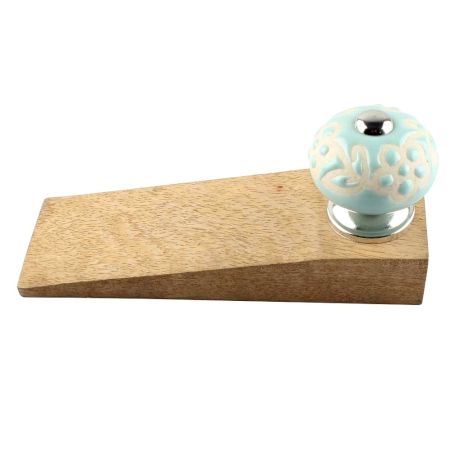 Sage Green Etched Ceramic Door Stopper